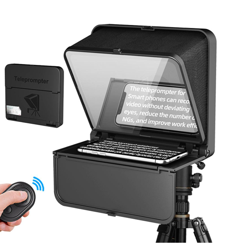 LENSGO Microphone TC7S Teleprompter For Phone Fold IN 1 Secound for Tablet Smart Phone for Video Recording with Remote Control 