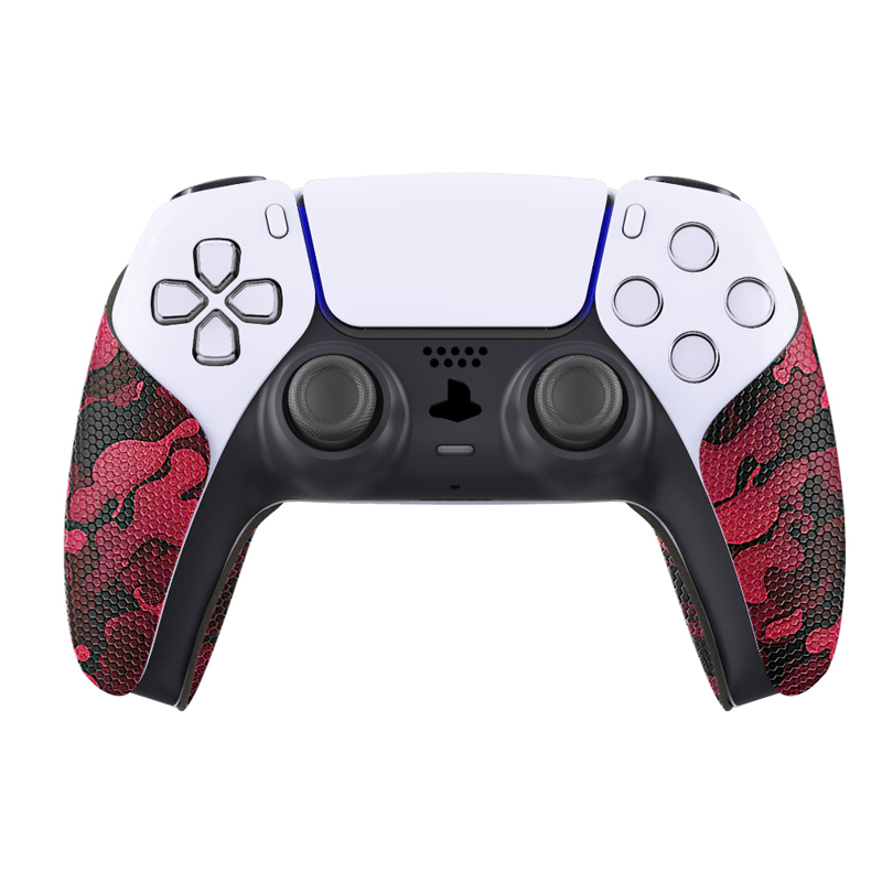 Playvital Anti-Skid Sweat-Absorbent Controller Grip for ps5 Controller, Professional Textured Soft Rubber Pads Handle Grips for ps5 Controller - Black Red Camouflage - PFPJ065