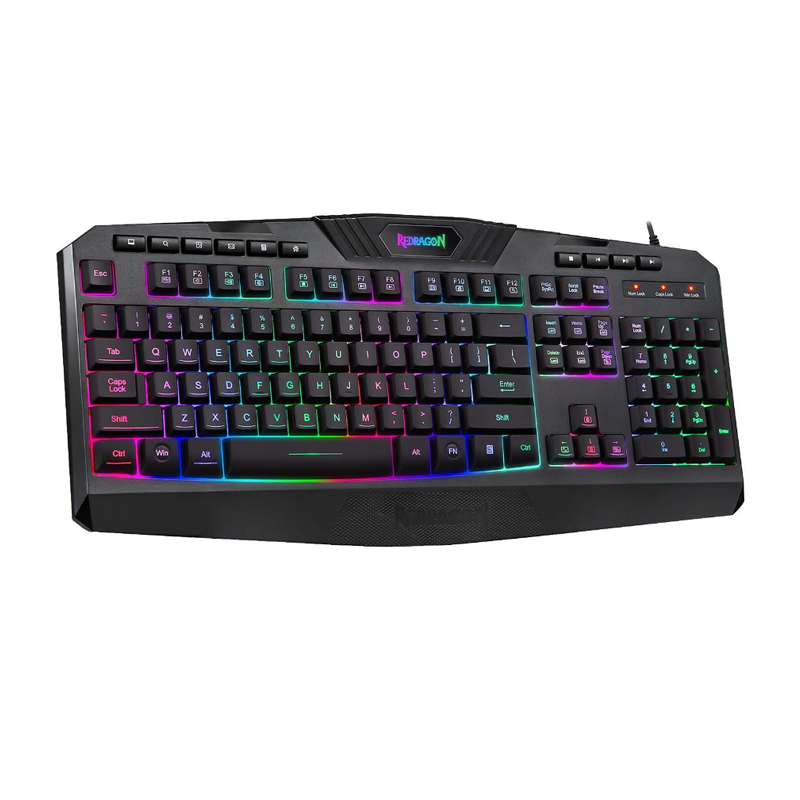 Redragon K503 PC Gaming Keyboard, Wired, Multimedia Keys, Silent USB Keyboard with Wrist Rest for Windows PC Games (RGB LED Backlit with Macro Recording)