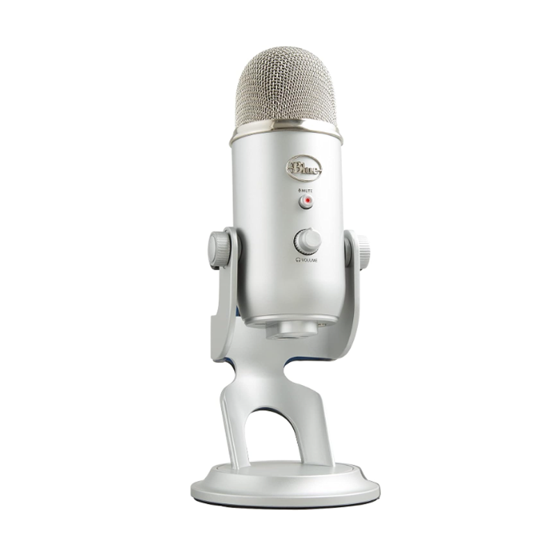 Blue Yeti USB Microphone for PC, Mac, Gaming, Recording, Streaming,Podcasting, Studio and Computer Condenser Mic with Blue VO!CE effects, 4 Pickup Patterns, Plug and Play – Silver