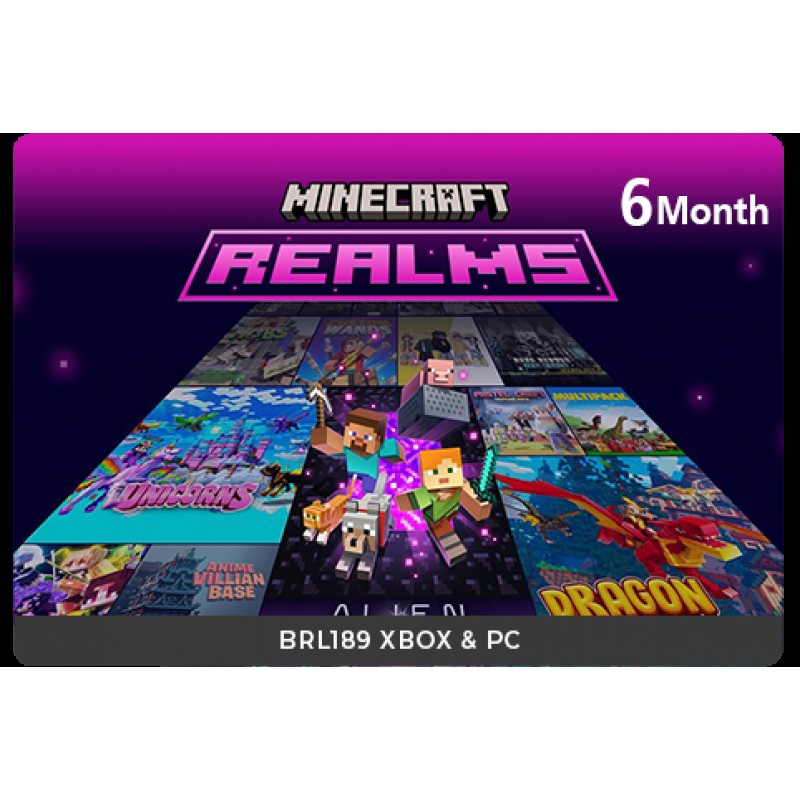Minecraft Realms 6M - BedRock XBOX & PC