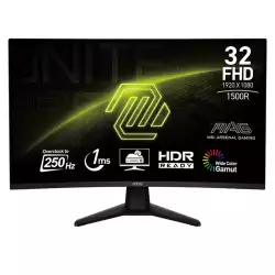 MSI MAG 32C6X Curved Gaming Monitor, 32" VA Display, FHD Resolution, 250Hz (OC) Refresh Rate, 1ms (MPRT) Response Time, Adaptive Sync Technology, 1500R Curvature, Black | 9S6-3DD41M-018 MSI MAG 32C6X Curved Gaming Monitor, 32" VA Display, FHD Resolution, 250Hz (OC) Refresh Rate, 1ms (MPRT) Response Time, Adaptive Sync Technology, 1500R Curvature, Black | 9S6-3DD41M-018