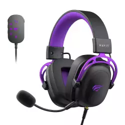 Havit Headset Gamer H2002C+U, 7.1 Surround, Drivers 53mm, Preto e Roxo, HVGMH-H2002C-U-BV Havit Headset Gamer H2002C+U, 7.1 Surround, Drivers 53mm, Preto e Roxo, HVGMH-H2002C-U-BV