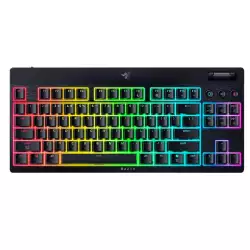 Razer BlackWidow V4 Low-Profile Tenkeyless HyperSpeed Mechanical Gaming Keyboard, English Layout, 1000Hz Polling Rate, Chroma RGB Lighting, Razer Green Switch, Tri-Mode, Black | RZ03-05450500-R3M1 Razer BlackWidow V4 Low-Profile Tenkeyless HyperSpeed Mechanical Gaming Keyboard, English Layout, 1000Hz Polling Rate, Chroma RGB Lighting, Razer Green Switch, Tri-Mode, Black | RZ03-05450500-R3M1