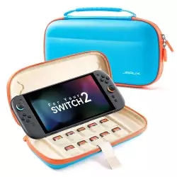 JSAUX Slim Carrying Case for Nintendo Switch 2 2025, Portable Switch 2 Case with 10 Game Slots, Protective Hard Shell for Travel and Storage, Blue JSAUX Slim Carrying Case for Nintendo Switch 2 2025, Portable Switch 2 Case with 10 Game Slots, Protective Hard Shell for Travel and Storage, Blue