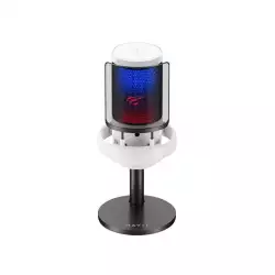 HAVIT GK50 RGB Live Streaming Condenser Microphone 24bit/192kHz - White | 6939119068844 HAVIT GK50 RGB Live Streaming Condenser Microphone 24bit/192kHz - White | 6939119068844