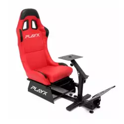 PlayX Foldable Racing Simulator Cockpit with Seat & Steering Wheel Stand – Red PlayX Foldable Racing Simulator Cockpit with Seat & Steering Wheel Stand – Red